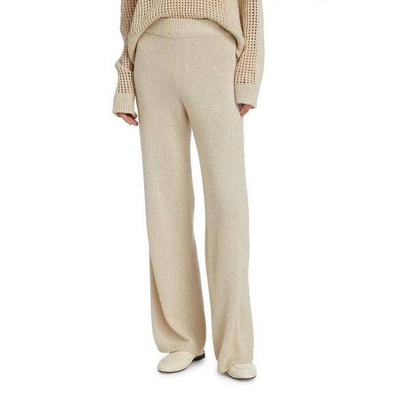 ATM Sequined Knit Wide Leg Pant in Chalk L - Picture 1 of 7